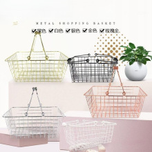锌祝网红小红书超市金属网购物篮化妆品零食啤酒吧收纳篮宠物框手