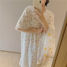 2021新款日系软妹睡裙女麻棉可爱少女碎花薄款家居服