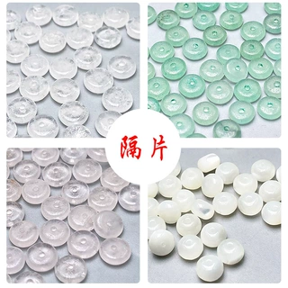 天然水晶算盘珠隔片药片手串白玉白贝母粉水晶配件手串情侣款