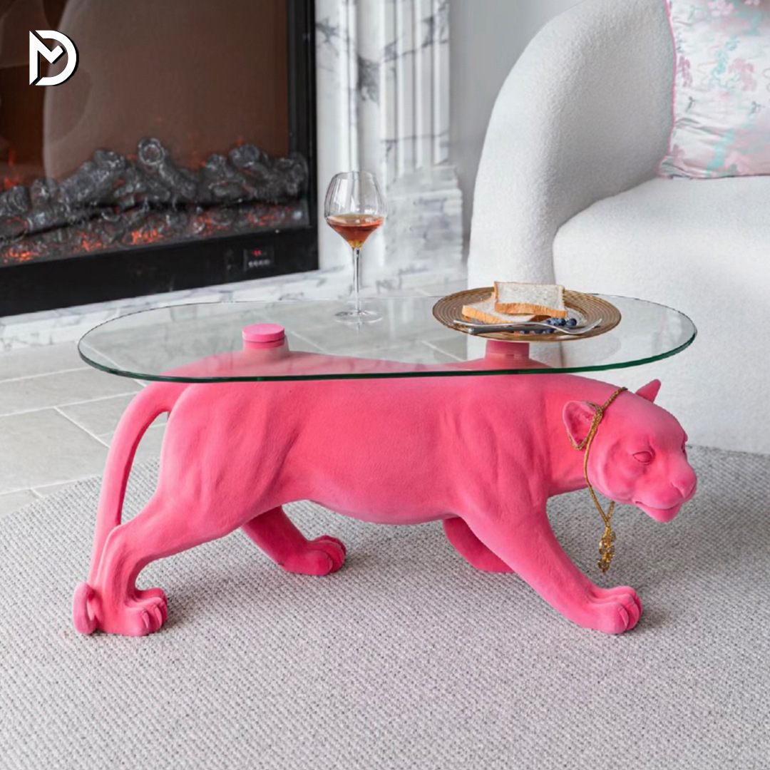 Leopard Dizaynlı İtalyan Minimalist Yan Sehpa