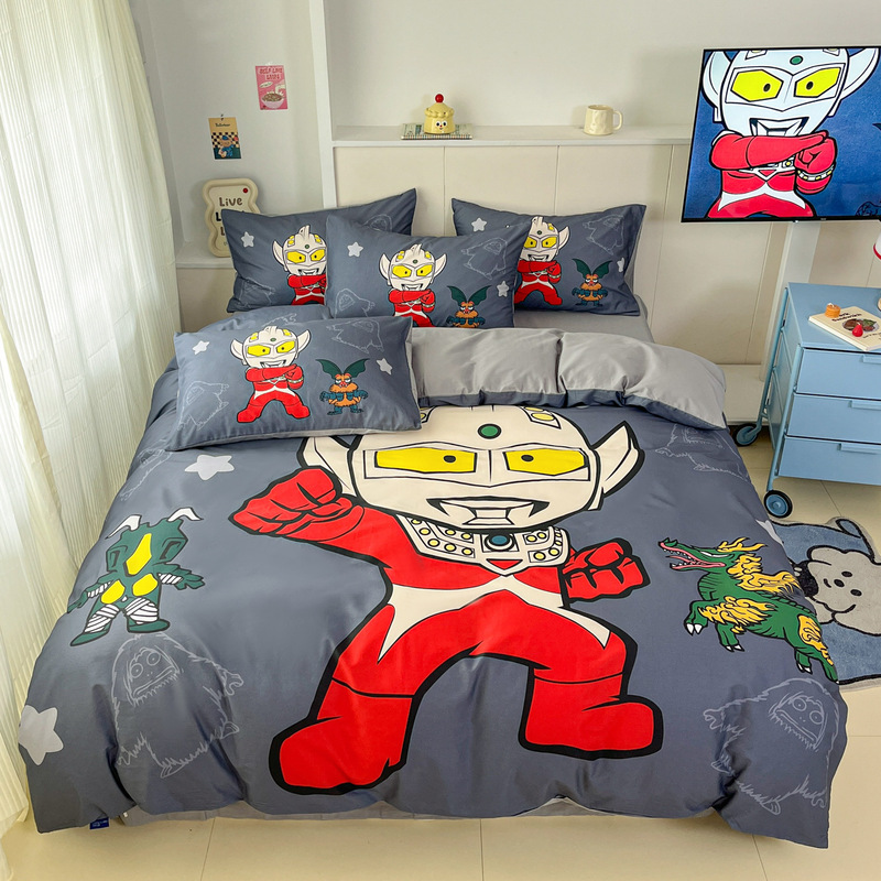 子供用ウルトラマン純綿四点セット男の子綿100% 漫画ベッドカバー三点セット寝具カバー南通|undefined