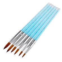 严选6支装雕花水晶笔 天蓝色光疗笔亚克力钻杆美甲工具套装水晶笔