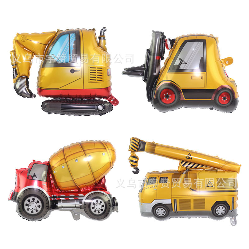 Nueva construcción de vehículos de ingeniería de vehículos película de aluminio globo grúa carretilla elevadora camión de cemento excavadora globo