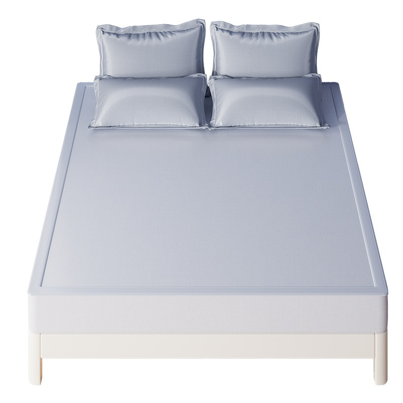 Sábanas de seda de hielo de verano de una sola pieza, colchoneta de verano lavable, dormitorio de estudiantes, cojín de aire acondicionado individual y doble, funda de almohada, juego de tres piezas