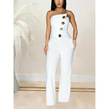 G 63030 Sleeves Button Jumpsuit ����Ŧ��������