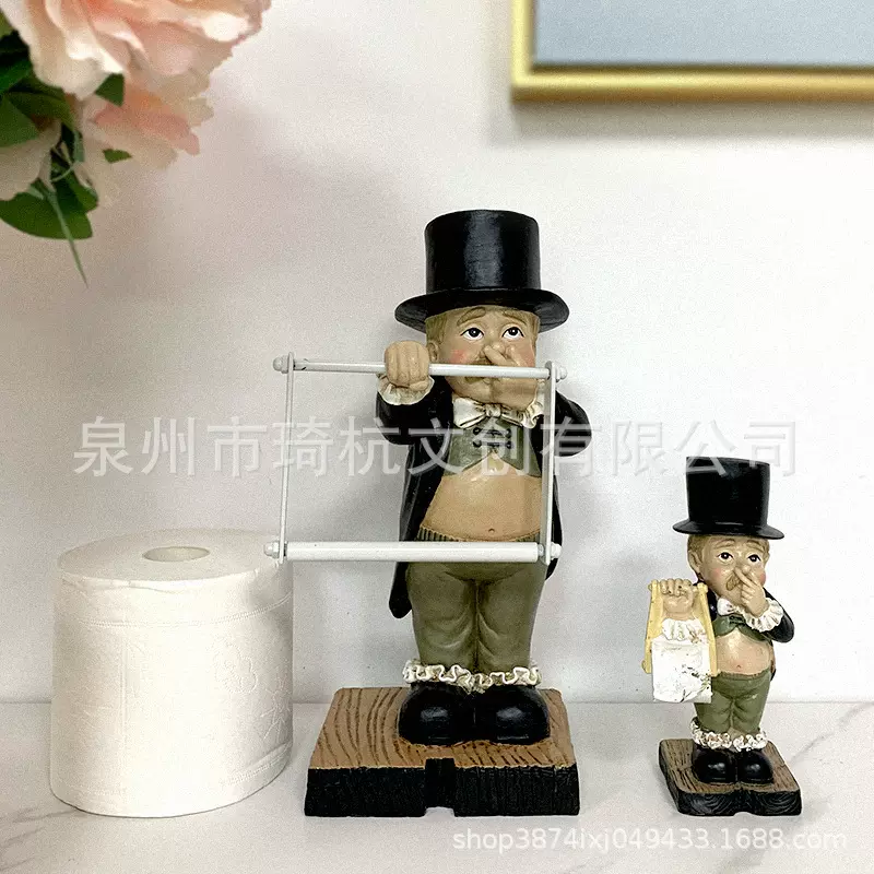 跨境热款创意绅士纸巾架欧美式现代简约家居个性时尚装饰人物摆件