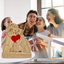 新款温馨一家人木质拼图礼物摆件DIY狮子王辛巴纪念刻字