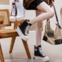 春秋季中筒内增高女式帆布鞋