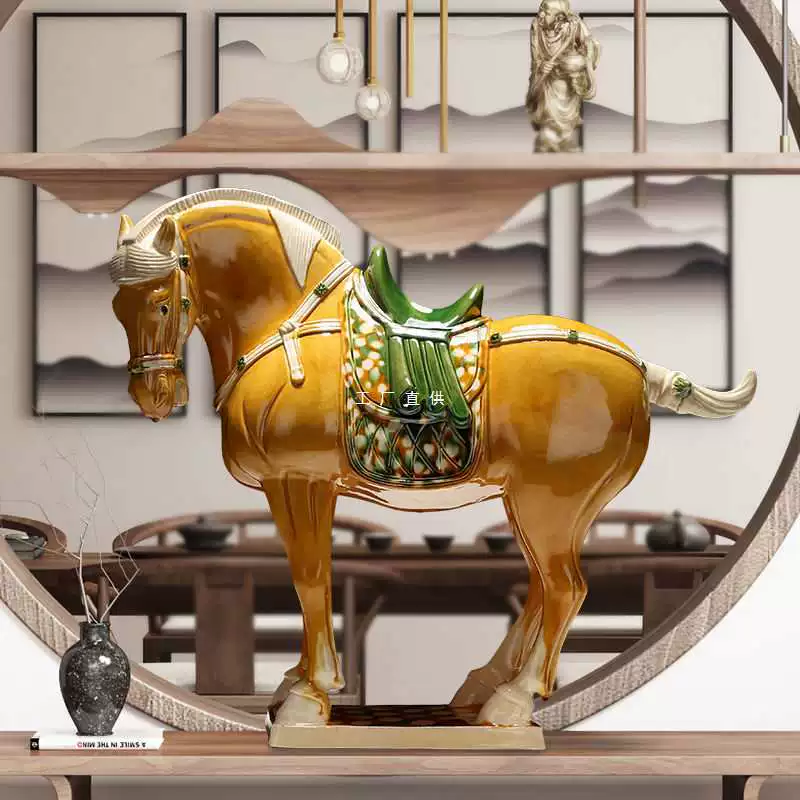 Тан Санкай Керамический верблюд малазийский ремесла Китайский стиль ретро гостиная телевизионный шкаф украшения