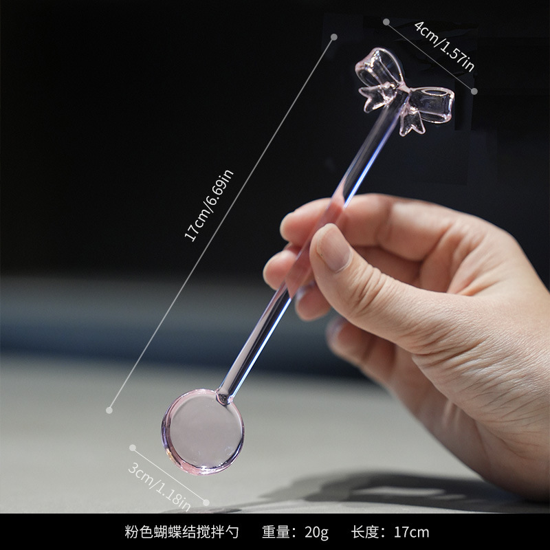 Cuchara de café de arco creativo cuchara de vidrio de colores adorable cuchara de helado de arco postre cuchara de café batida