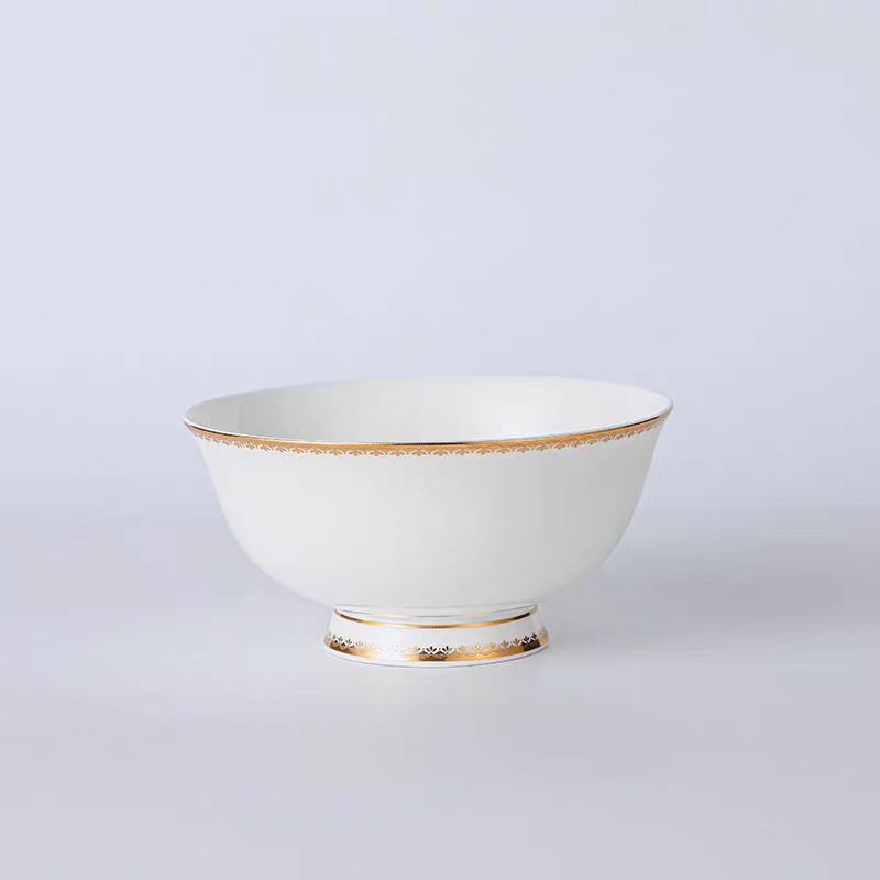 European-Style High-End Western Dinner Plate Set for Hotel Table Setting, Restaurant, and Home Use, Bone China Light Luxury Gold-Rimmed Rice Bowl, Housewarming Gift European-Style High-End Western Dinner Plate Set for Hotel Table Setting, Restaurant, and Home Use, Bone China Light Luxury Gold-Rimmed Rice Bowl, Housewarming Gift