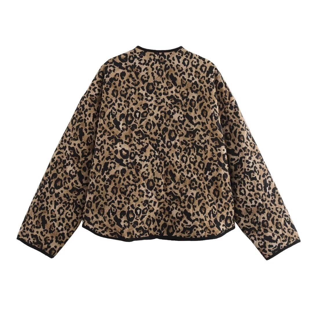 Women's Streetwear Leopard Single Breasted Cardigan Cotton Clothes display picture 9