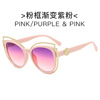 Fashionable sunglasses, metal decorations, trend glasses solar-powered, European style, cat's eye