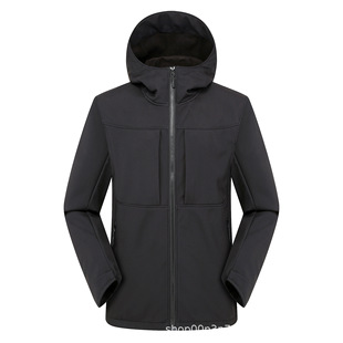 Outdoor Softshell Thin Fleece Jacket Without Taped Seams, Unisex Versatile Jacket, Single-Layer Hooded Mountaineering Jacket with Logo