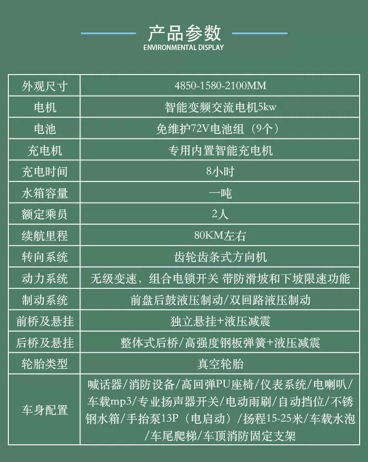 Electric Fire Truck, Mini Four-Wheel Water Tanker, Fire-Fighting Vehicle for Property Management, Small Sprinkler Truck for Towns, Property Management Emergency Fire Truck