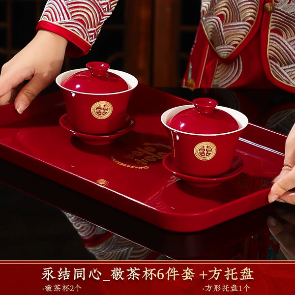 Forever joins the heart_6-piece tea cup set + square tray [98% choice]
