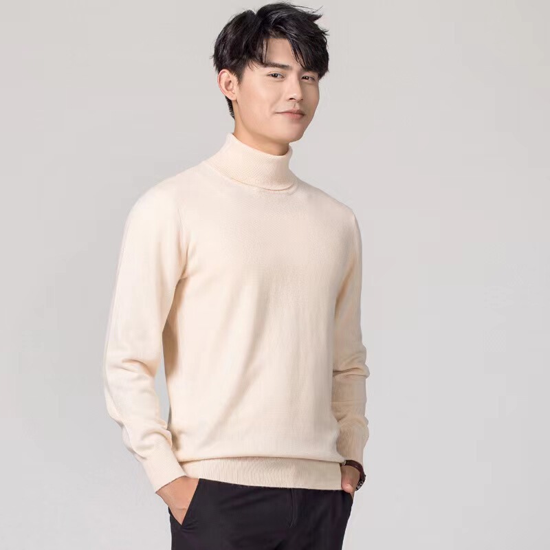25 Years New Model Men's High Collar Sweater Solid Color Large Size Knitwear Base Sweater