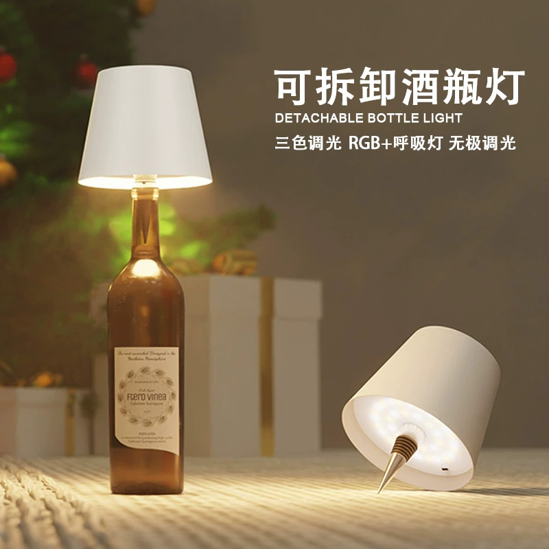 Трансграничная светодиодная настольная лампа для бутылки вина, прикроватная лампа для спальни, бара, ресторана, атмосфера сенсорного затемнения, зарядка через USB, декоративная настольная лампа