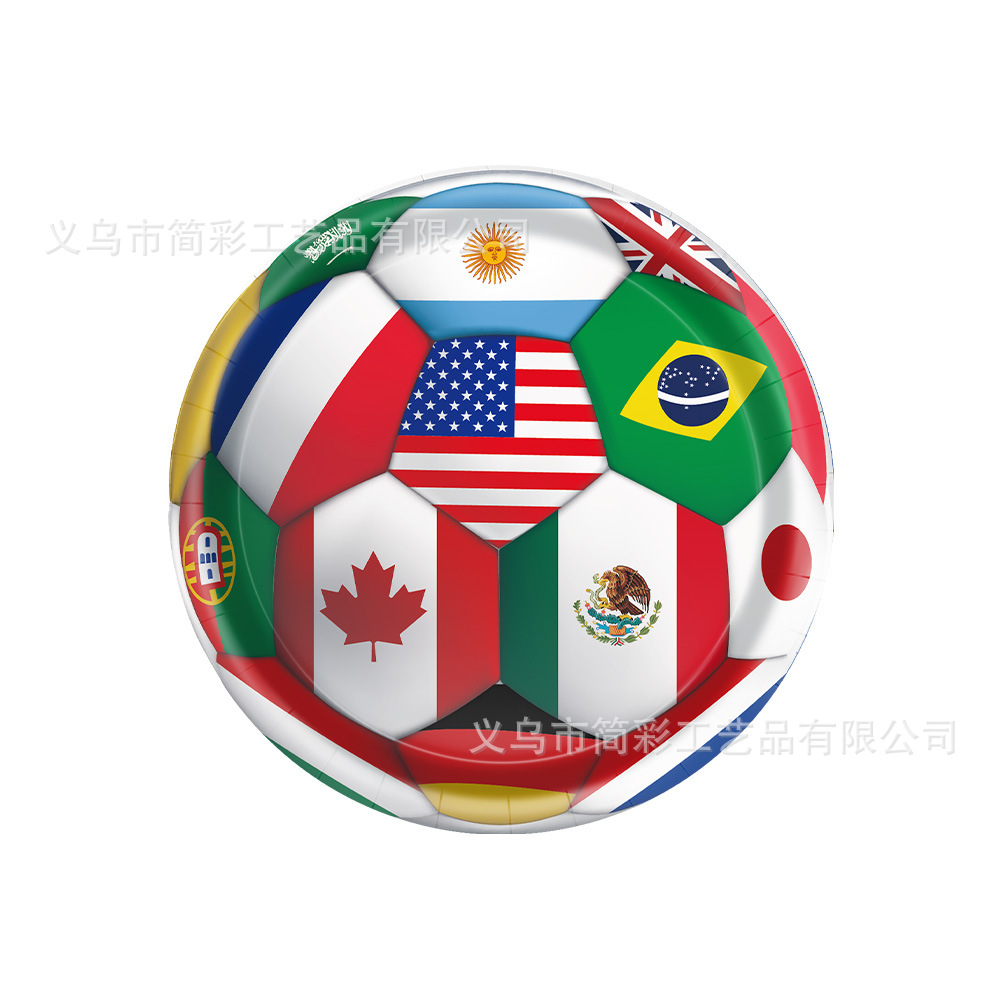 Nuevo transfronterizo Copa del Mundo de fútbol fiesta decoración de artículos de papel bandeja toallas de mesa set de diseño de escena de fiesta
