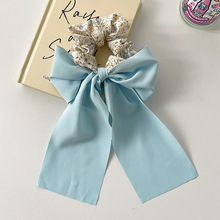 Verano francés bufandas de seda de arco correa de cabello flotante anillo de cabello de intestino grueso ligado cuerda de cabello suave adornamiento de cabello