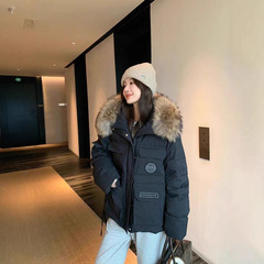 丹麦之冬极寒羽绒服女短款加厚大毛领粉色工装派克服2025新款外套