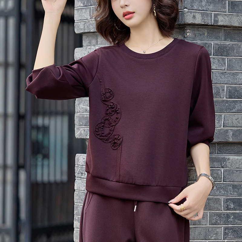 中年妈妈2025秋装运动服套装洋气中老年那女装春秋卫衣休闲上衣|undefined