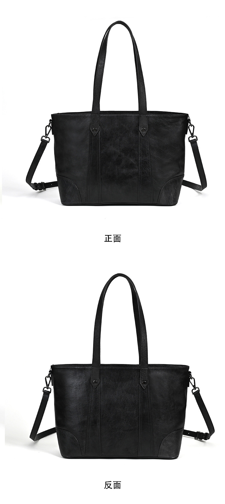 Túi tote nữ da bò cao cấp phong cách retro, dung tích lớn, đeo vai/nách — Màu nâu cổ điển, Màu Cà phê cổ điển, Màu đen cổ điển chi tiết 15