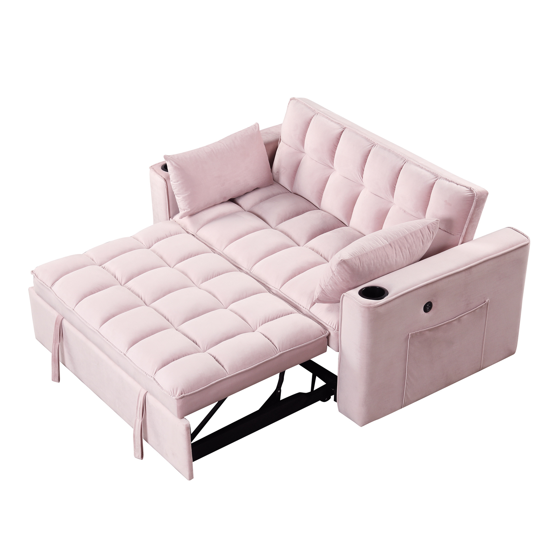 Sofá cama multifuncional de madera maciza, almacenamiento plegable de doble uso, sala de estar de apartamento pequeño, desmontaje y lavado, sofá cama individual y doble
