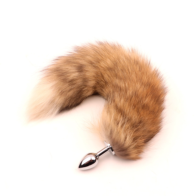 Fox Tail Metal Anal Plug with Plush Cross Fox Tail, Blue Cosplay Design — detail image 8