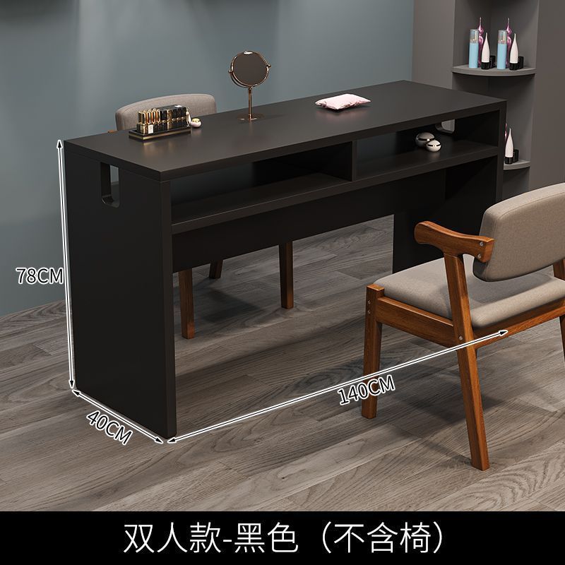 升级夹灯孔复古美甲桌现代简约单双人美甲工作台抽屉收纳双层加厚|undefined