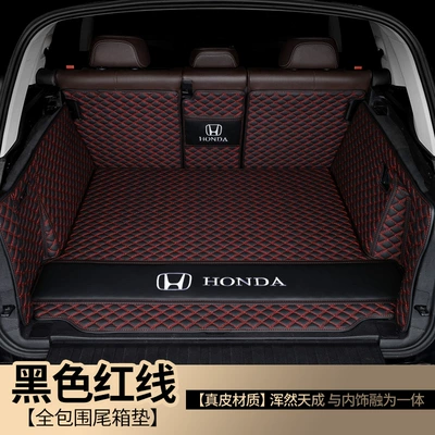 Trunk Mat – Tail Box Mat - genuine-leather-model-black-with-red-thread-trunk-full-surround-other