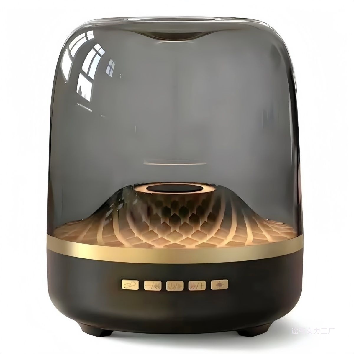 Huaqiangbei Top Equipped with Manhattan Glass Wireless Bluetooth Speaker Home Desktop Smart Speaker Indoor Voice