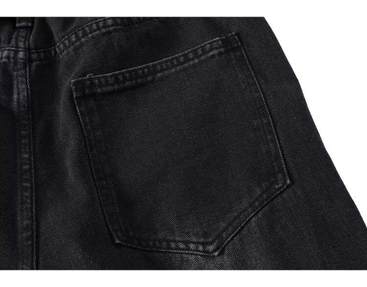 Vintage Distressed High Waist Straight Leg Jeans For Women & Men - Retro Loose Fit Denim Pants With Raw Hem, Comfortable Stretch Fabric_mkmklike.com