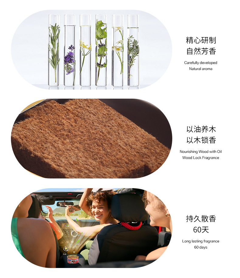 Car Aromatherapy Essential Oil Diffuser Wooden Block Can New Car Deodorizing Car Perfume Air Freshening and Long-Lasting Factory Direct Sales