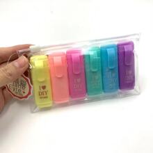 外贸跨境彩色布丁英文love荧光笔划线标记萤光笔6色组合套装