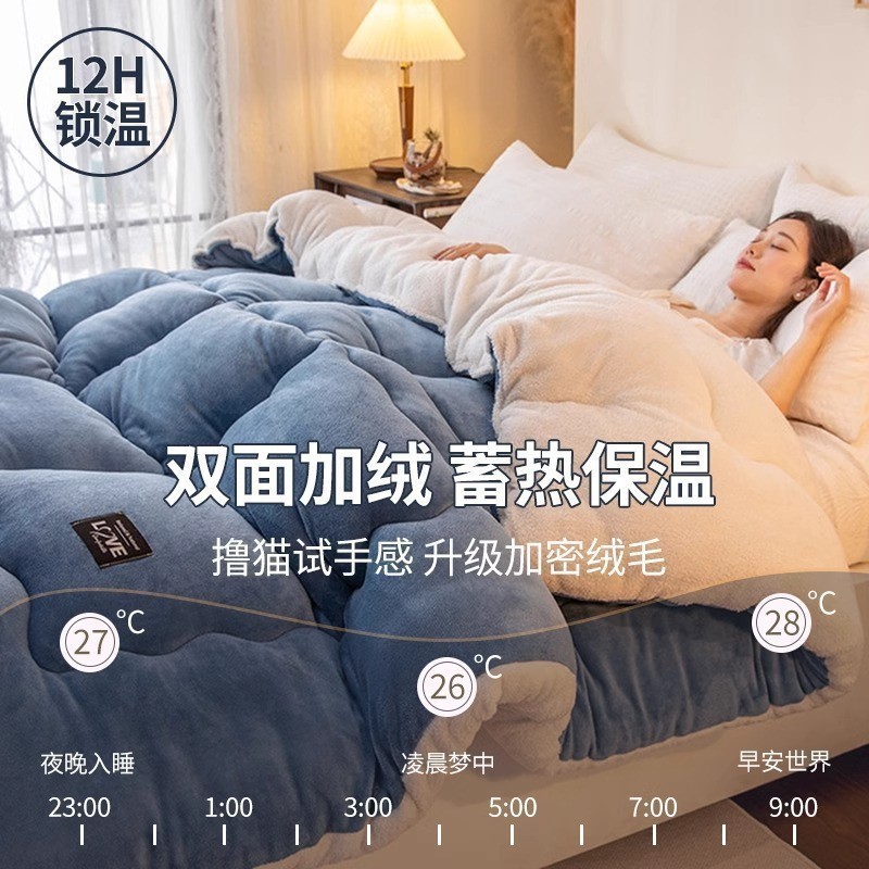 跨境专供冬季羊羔绒毛毯加厚保暖牛奶绒被子被芯午睡毯子棉被冬被|undefined