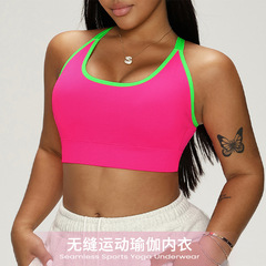 欧美跨境2025纯色运动背心健身内衣瑜伽服女士瑜伽交叉美背文胸