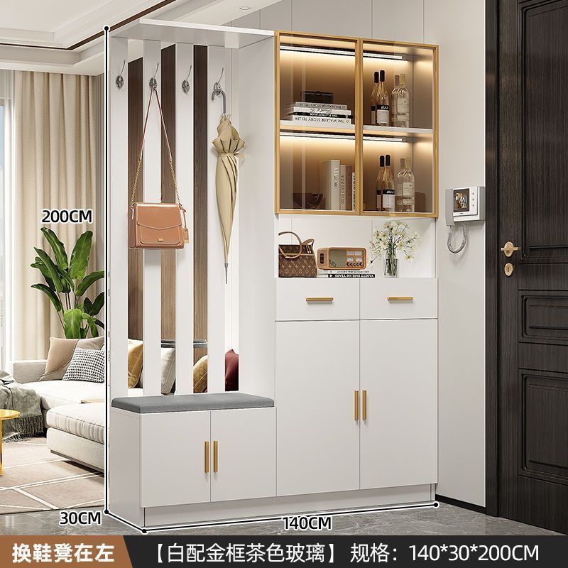 轻奢玄关柜鞋柜一体现代简约多功能客厅玄关隔断柜酒柜鞋凳储物柜|undefined