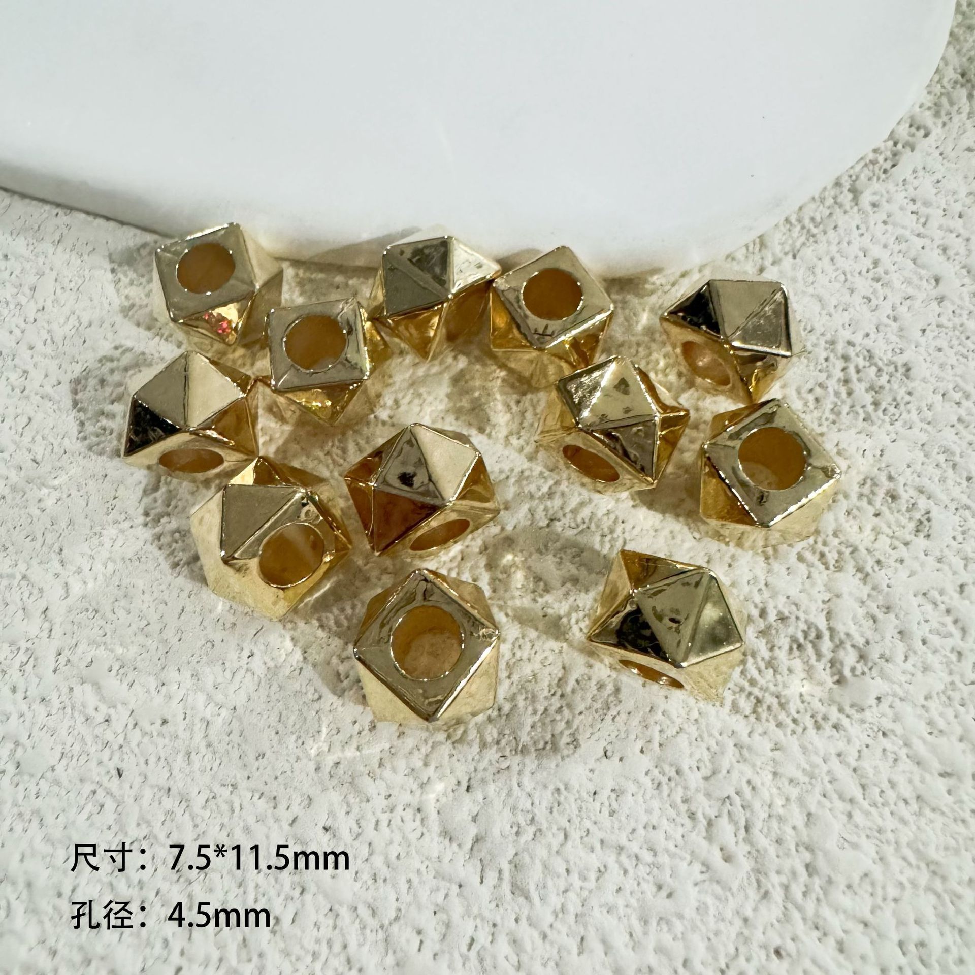 Plastic CCB multi-sided cube rhombus spacer beads geometric perforated cross-border DIY handmade jewelry bracelet necklace accessories