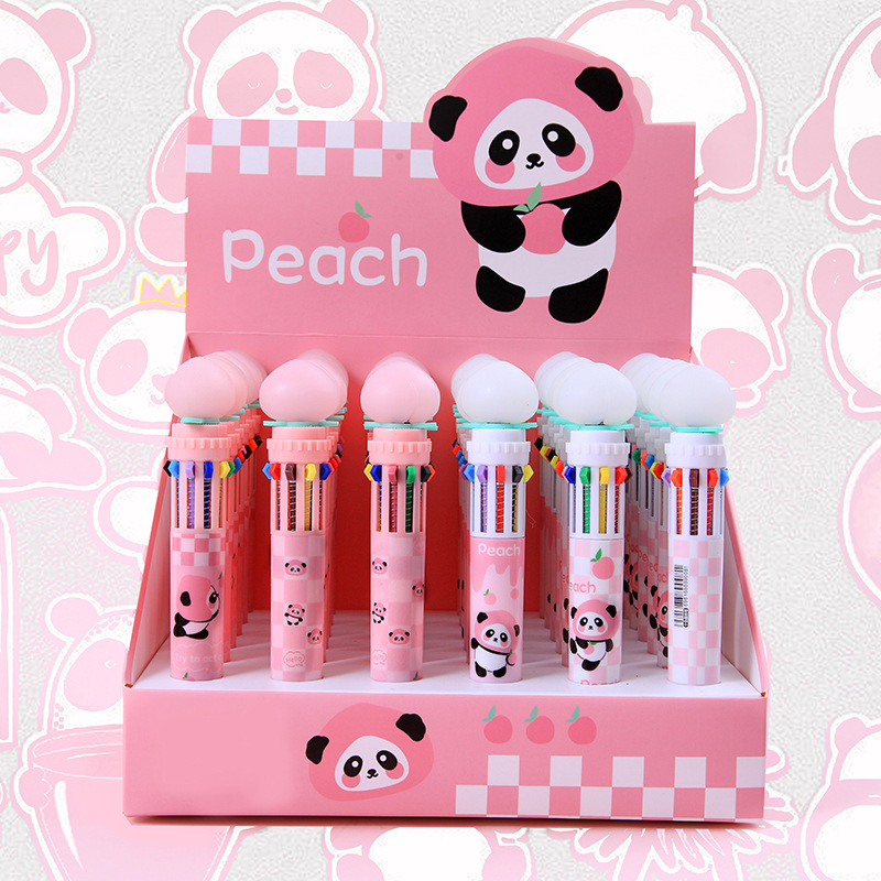 Lindo en caja 36 bolígrafo melocotón 10 color pluma cuenta de mano multicolor pluma estudiante aprendizaje papelería escritura suministros