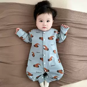 Осенне-зимний комбинезон-пижама для младенцев из хлопка 100%