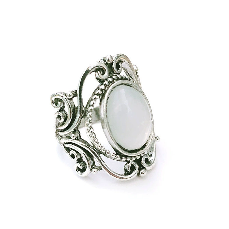 Ретро модное кольцо с камнем, аксессуар, для импорта, пожелания, лунный камень, европейский стиль