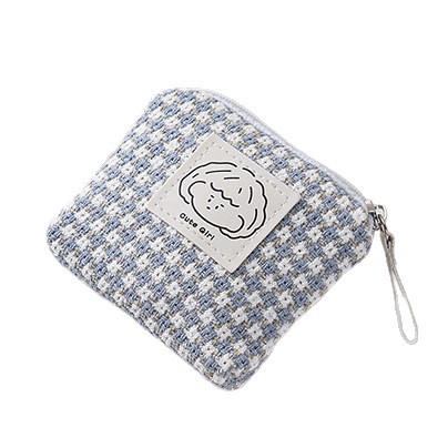 新しいスタイルの小さくて香りが良くてかわいいシンプルなチェック柄の絶妙なコンパクトポータブルジッパーミニ口紅化粧品コイン小銭入れ