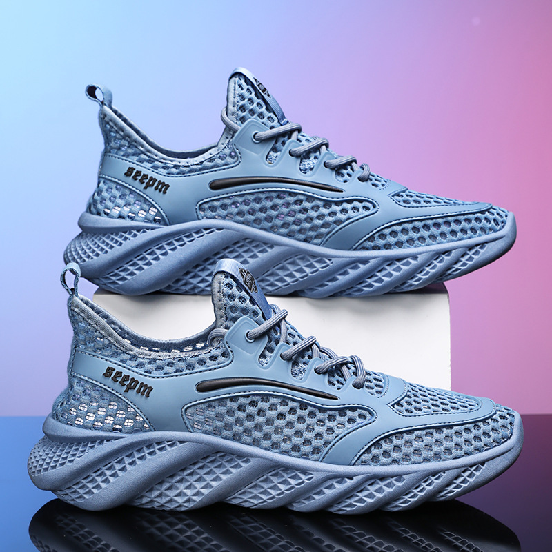 Zapatos de hombre 2025 nuevos zapatos deportivos transpirables de primavera para correr de ocio tendencia zapatos deportivos de moda de color sólido simples y ligeros