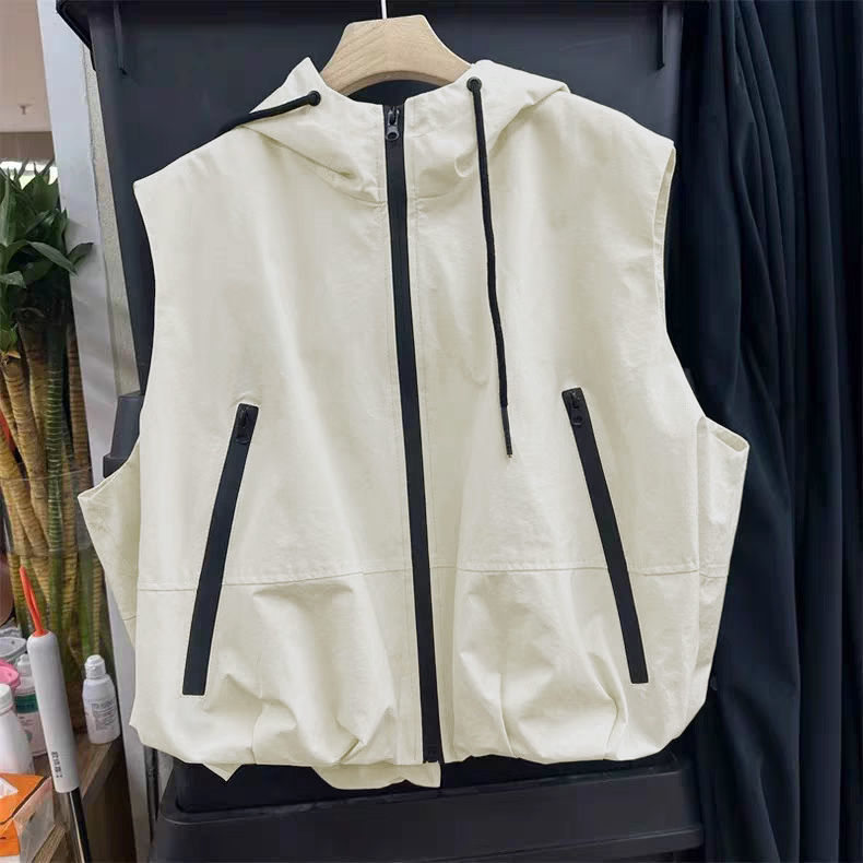 ヨーロッパベスト女性の 2025 春夏新スタイルレイヤードベスト多用途フード付きジャケット作業服ベストトレンディ|undefined
