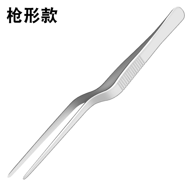 采耳镊枪状耳科镊子不锈钢采耳镊子工具弯头清洁耳道摆盘厨师镊子