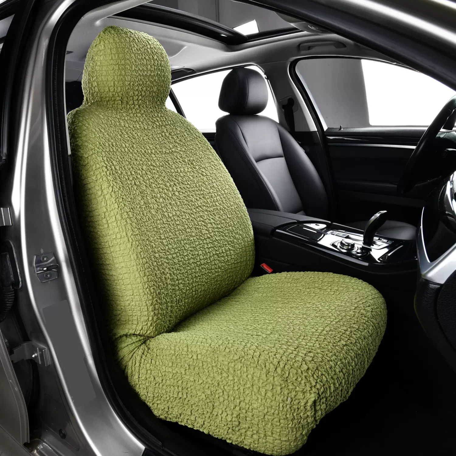 皱皱布泡泡纱弹力汽车座椅套前排单只全包防滑通用型跨境外贸车载