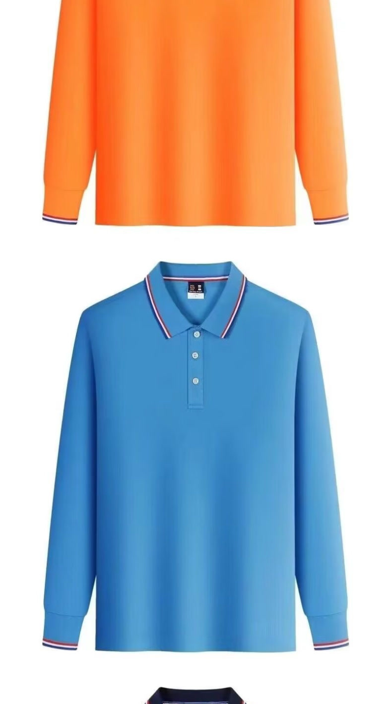 ​Men's Long Sleeve Polo Shirt Casual Business Loose Fit Big & Tall Cotton Comfortable T-Shirt With Collar_viptrois.com
