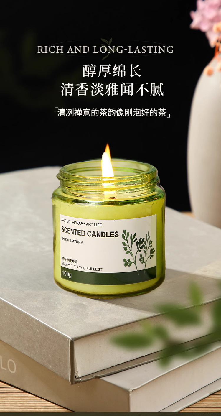 香薰蜡烛复古绿瓶持久留香高级家用卧室熏香淡香香膏香氛伴手礼详情3