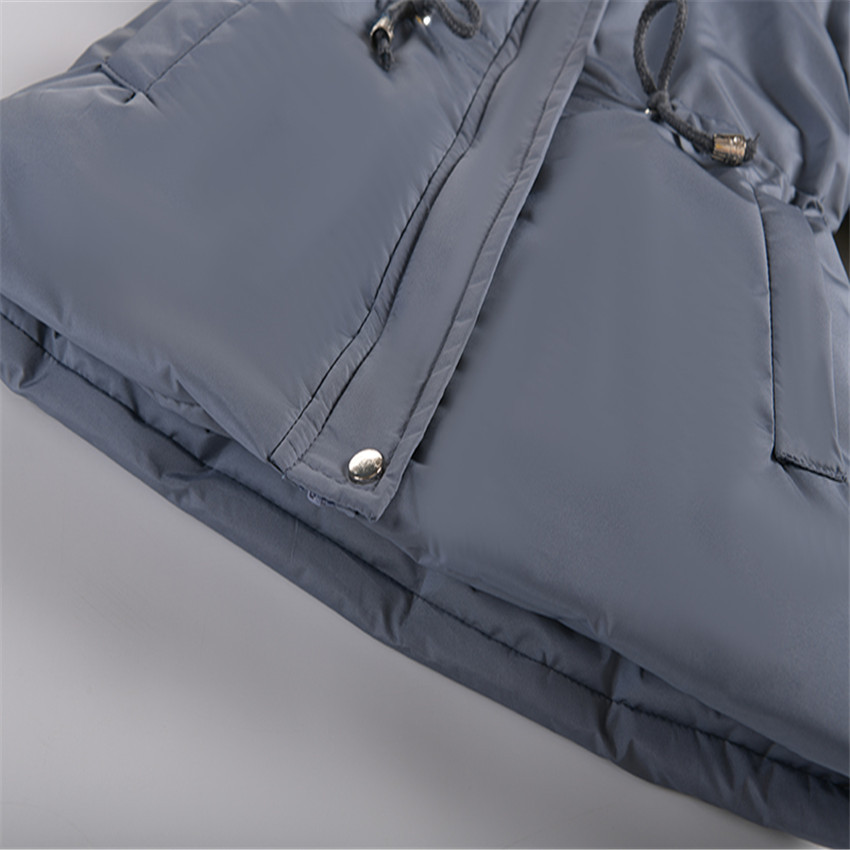 New Korean Style Girls' Mid Length Parka Coat With Drawstring Waist And Thick Cotton Coat_voghion.com